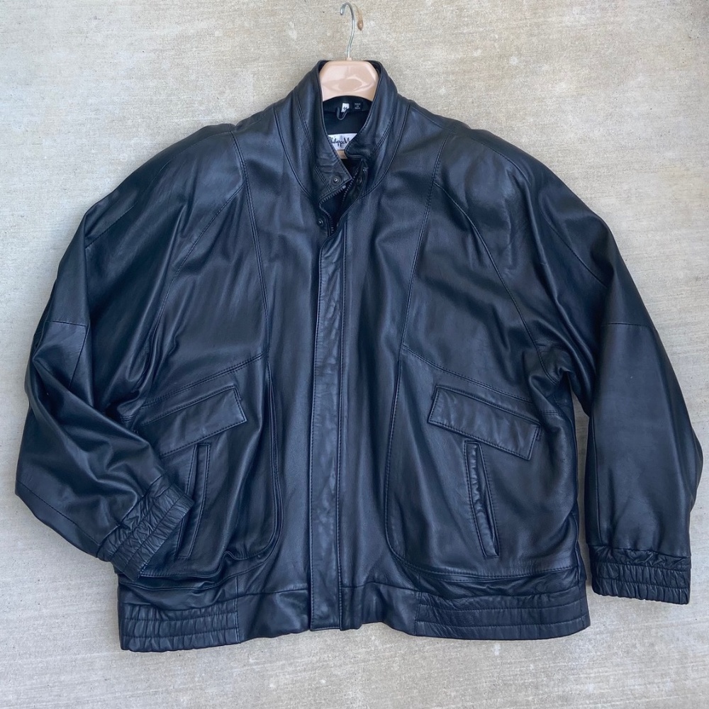 Vintage - Philippe Monet - Black Leather Jacket 44
